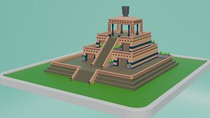 3D Low poly aztec piramid