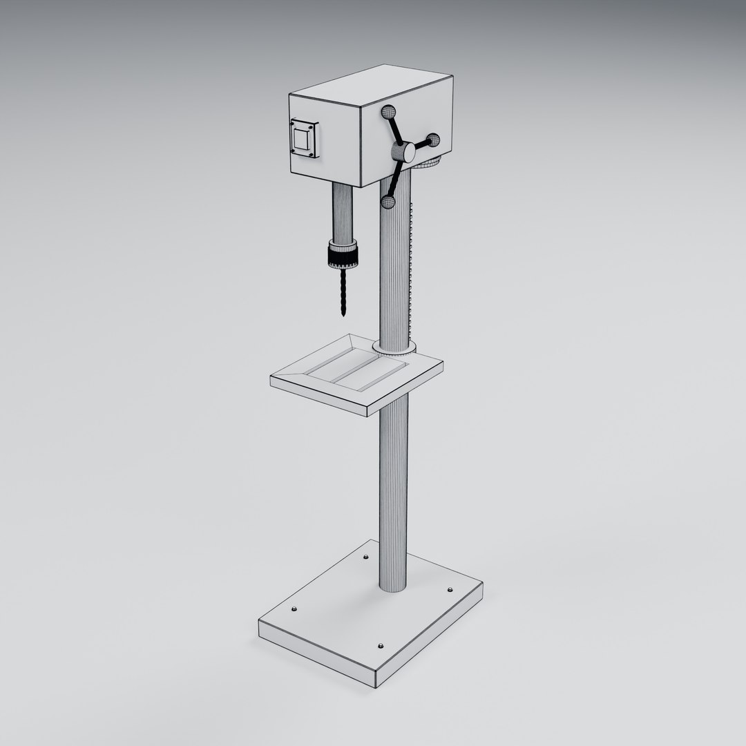 3D Floor Pillar Drill Press - Standard exterior equipment model https://p.turbosquid.com/ts-thumb/Ng/TlrHk1/0c/06_wireframe/jpg/1791827814/1920x1080/fit_q87/950f4b87c32c2e28ea22e82076f5df4ae6f97687/06_wireframe.jpg
