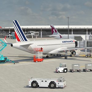 3D International Airport Vehicles and Planes model