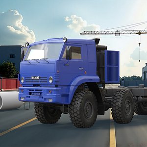 3D model Kamaz 6560 Truck Blue Rigged