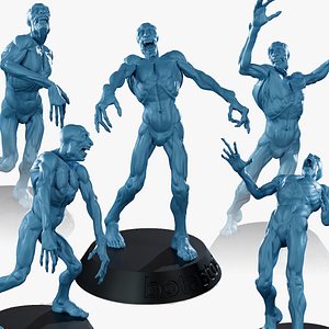 3D model Zombie Undead in Epic Pose 1-5 3D Printable STL Pack
