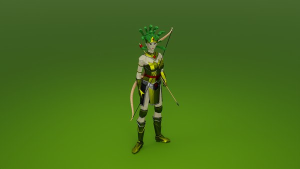 Medusa Gorgon Snake goddess Mythical Horrific Low poly Rigged by Atlant3D