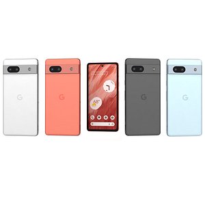 3D Google Pixel 7A All Colors Low Poly
