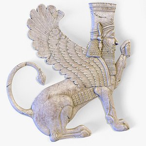 3D model Persian Lamassu Bas Relief