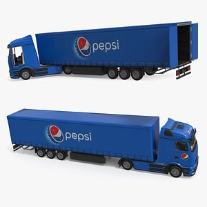 Electric Truck with PepsiCo Trailer Rigged for Cinema 4D 3D model