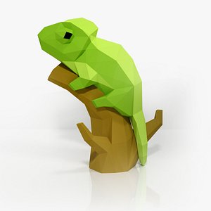 3D chameleon papercraft model