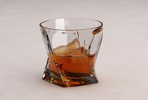 glass whiskey ice 3D