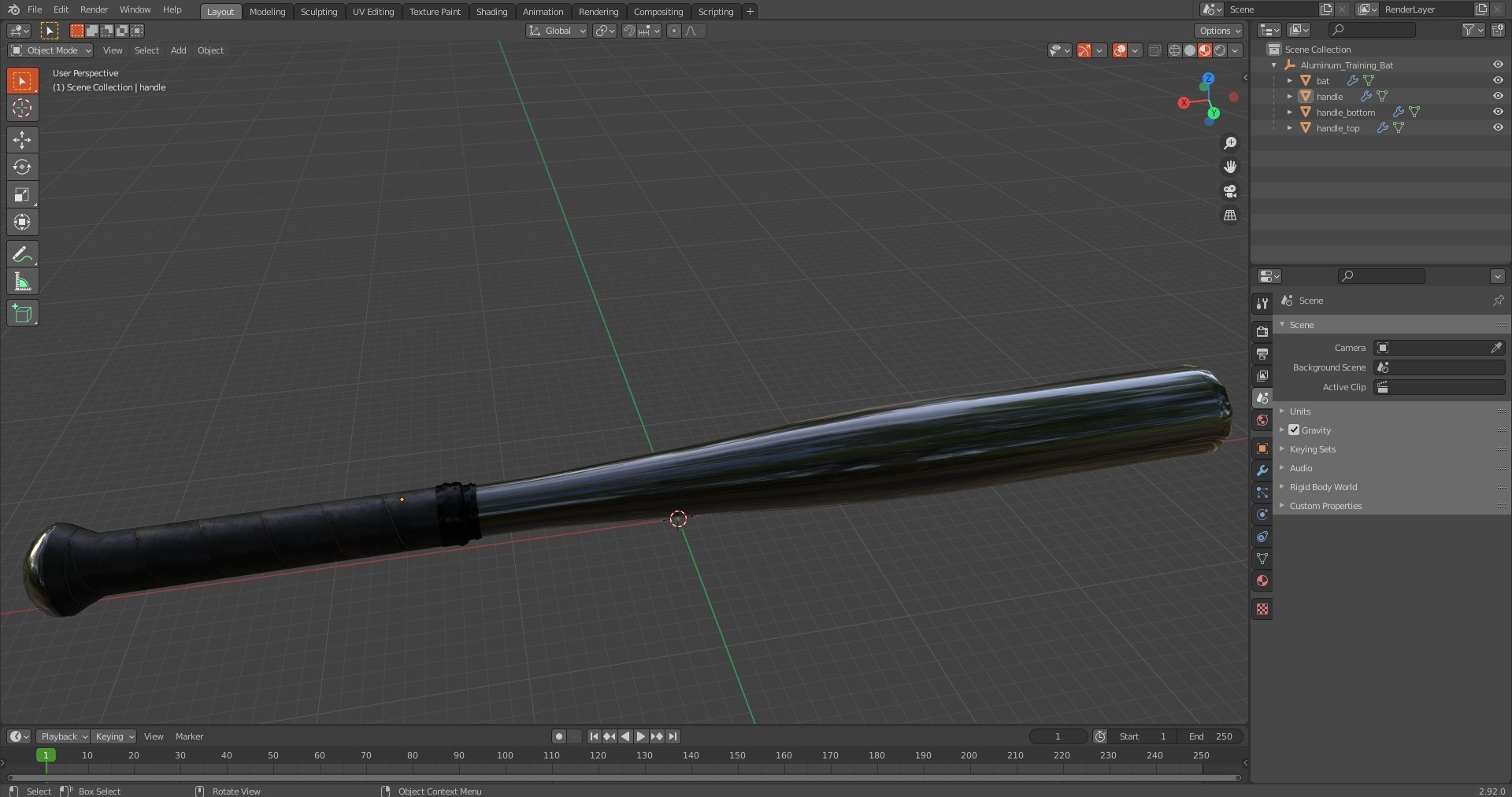 Aluminum Training Bat 3D - TurboSquid 2131815