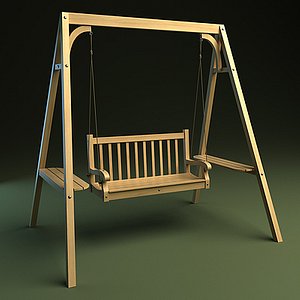 3d model wooden garden swing