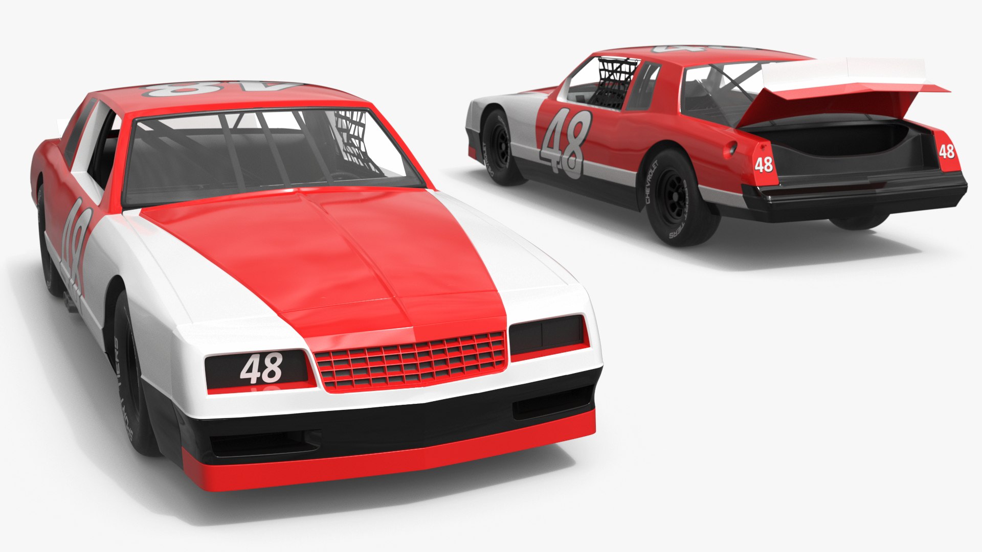 Chevrolet Monte Carlo SS Stock Car Red White Simplified 3D model preview