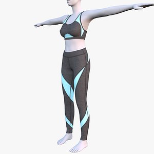 3D model yoga pants bra