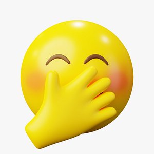 3D Hiding Smile or Shy Emoticon Emoji or Smiley