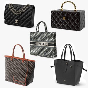 3D Luxury Black Women's Bags Collection