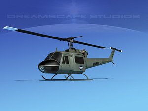 3D military bell uh-1b iroquois