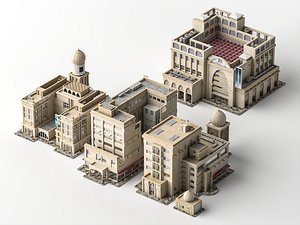 Middle Eastern Arabic City Buildings Set