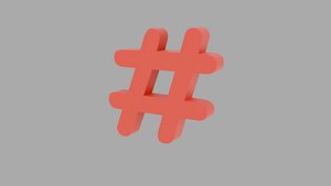 Hashtag Symbol Icon 3D Modell