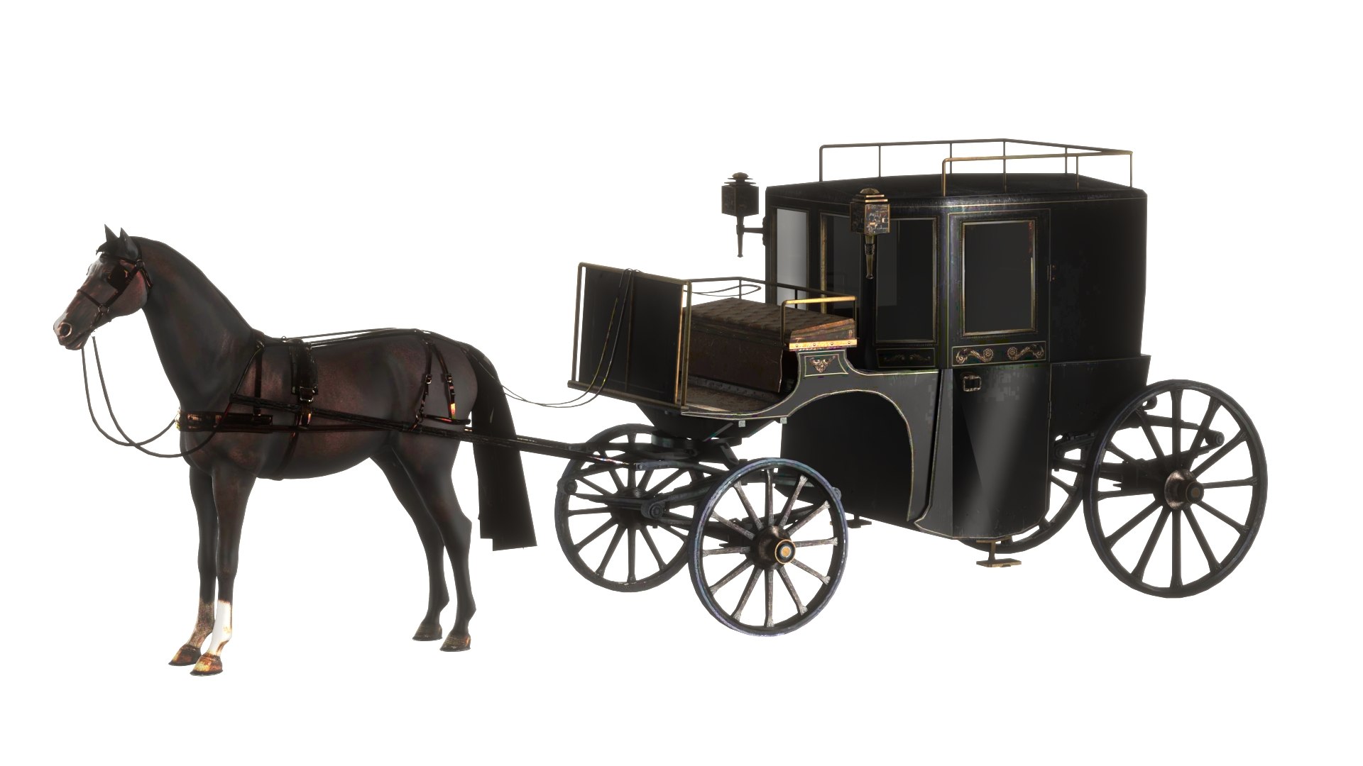 3D Brougham With Horse TurboSquid 2033378