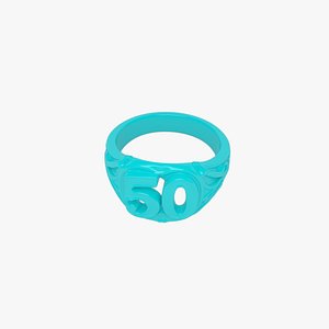 Azure Blue Plastic Ring 50 3D Model