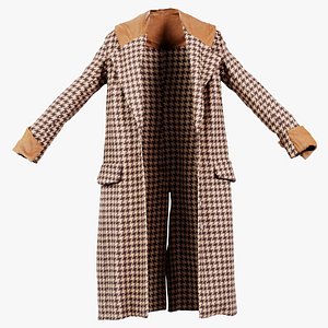 3D model Houndstooth Coat Open Remastered