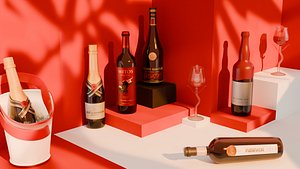 3D Business Wine Brand Show Set