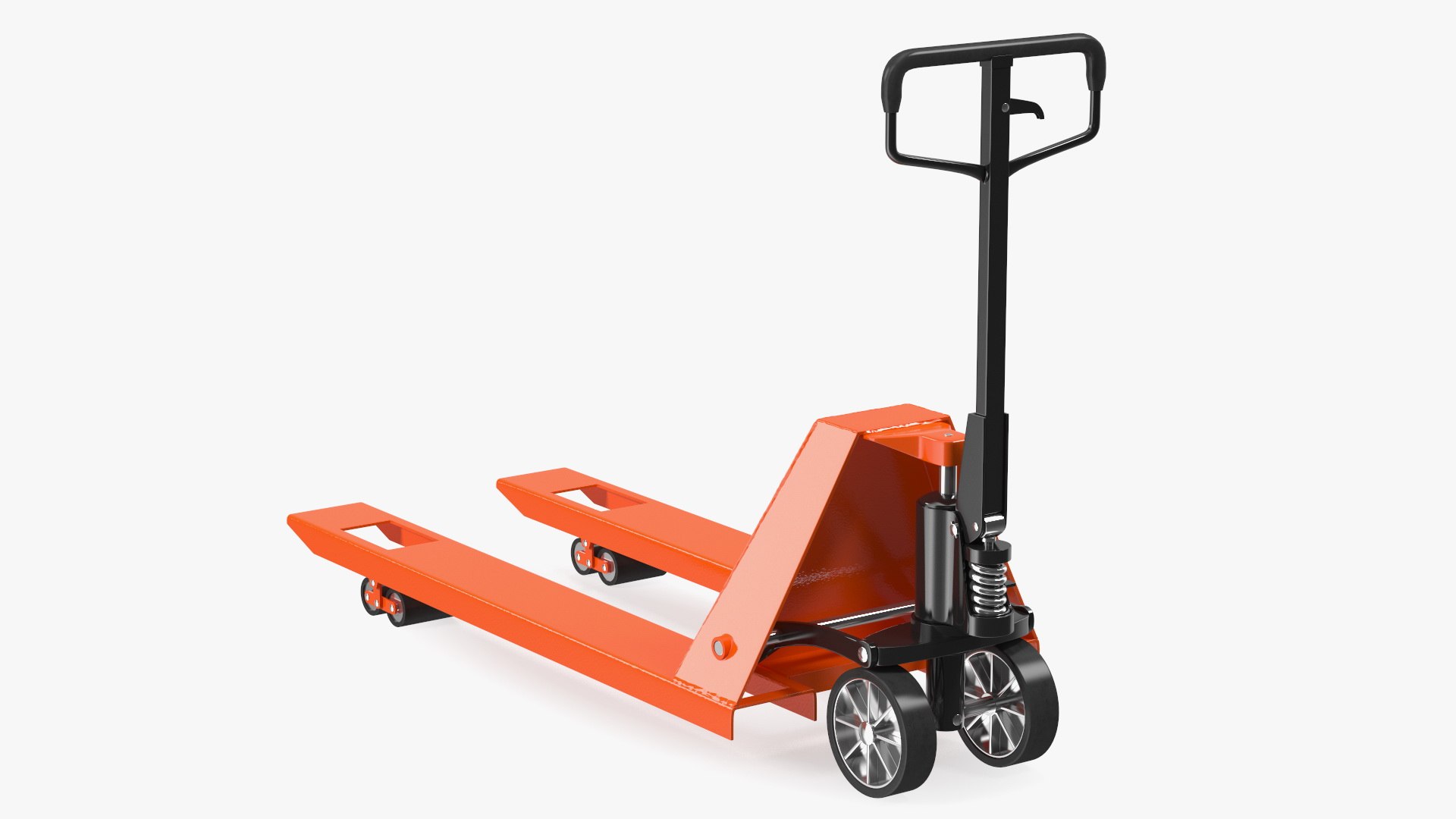 Orange Premium Hand Brake Pallet Jack 3D model preview
