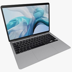 3D apple macbook silver model