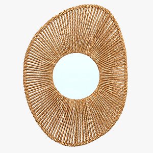 Big bathroom mirror in seagrass frame 3D model