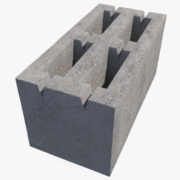modelo 3d Bloque de hormigón de arcilla expandida de 4 ranuras ...