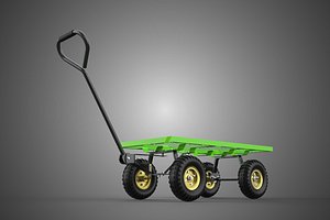 PLATFORM TRUCK MESH BASE FOUR PUNCTURE PROOF WHEELS CART TROLLEY 3D