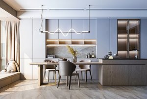Modern Minimalist Kitchen Interior - High Quality Photorealistic Archviz Scene 3D model