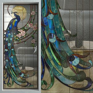 stained glass peacock window 3D model