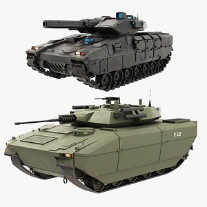 3D model Futuristic Generic Tank and APC