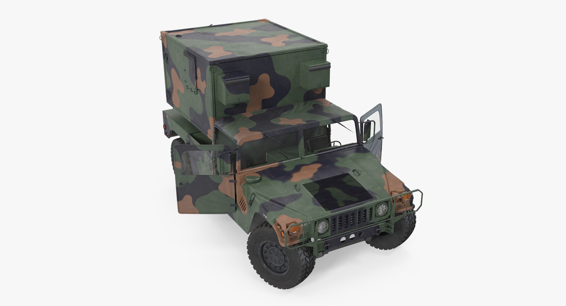Shelter HMMWV m1037 Rigged Camo 3D model preview