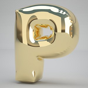 P Balloon Gold 3D