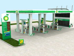 3D model british petrol gasoline station