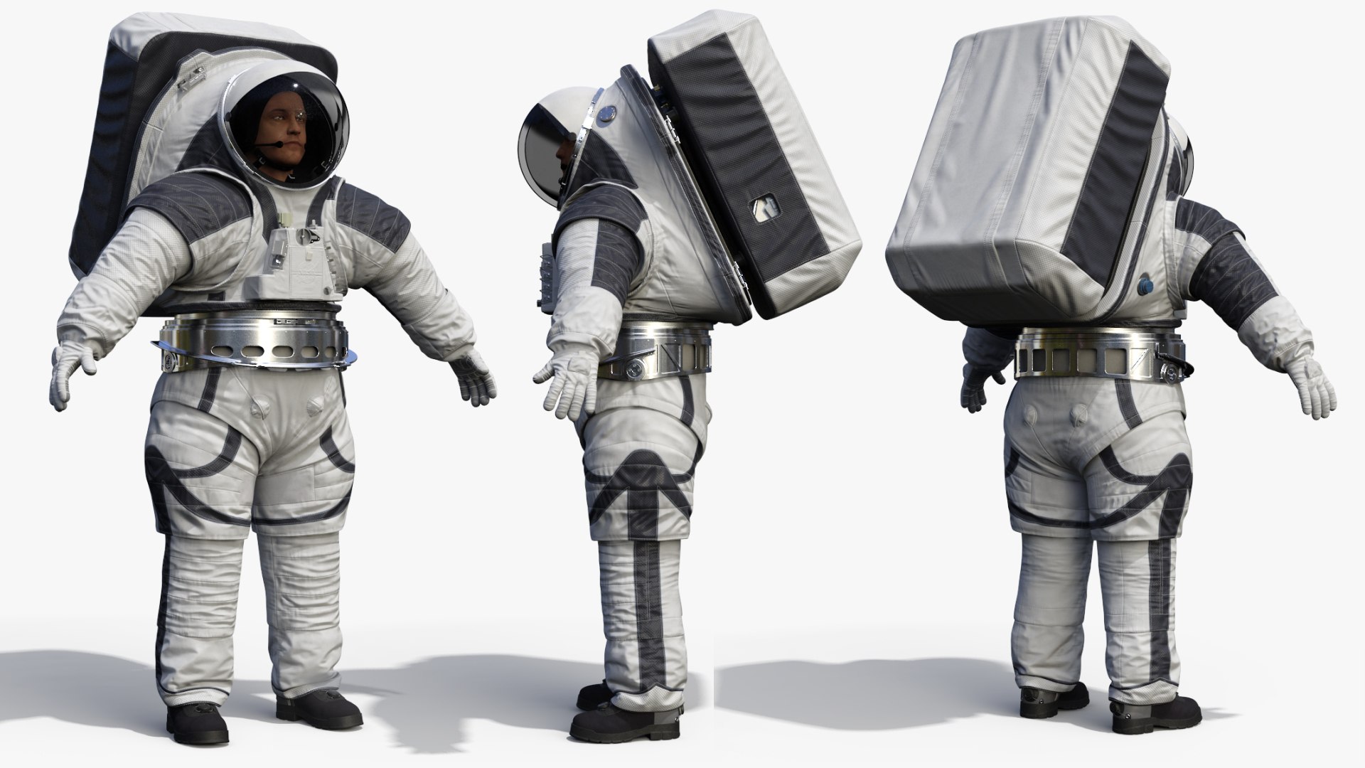 Astronaut Wearing xEMU Spacesuit 3D model preview