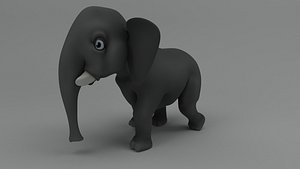 3D rigged cartoon elephant