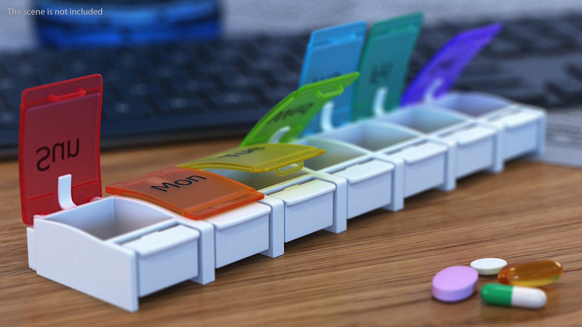 Weekly Pill Organizer 7 Day Pill Box Case 3D model preview