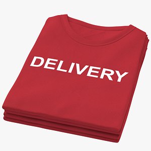 Female Crew Neck Folded Stacked Red Deliery 02 3D model