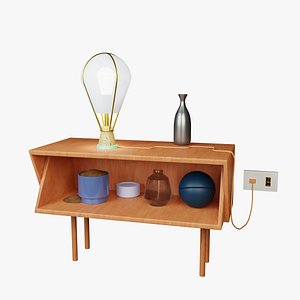 Modern Table Lamp on a Item Desk 3D Model - BLEND
