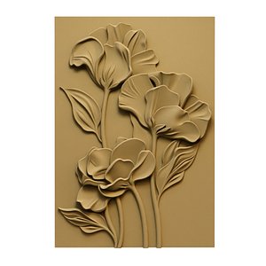 Modern Floral wall decor Relief STL Mural CNC 425