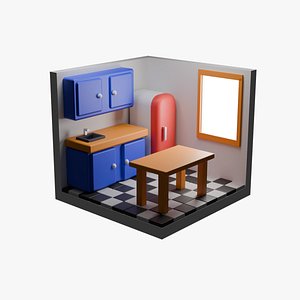stylized kitchen 3D model