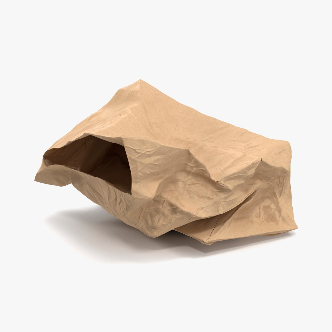 Crumpled Fast Food Paper Bag 2 3D model preview