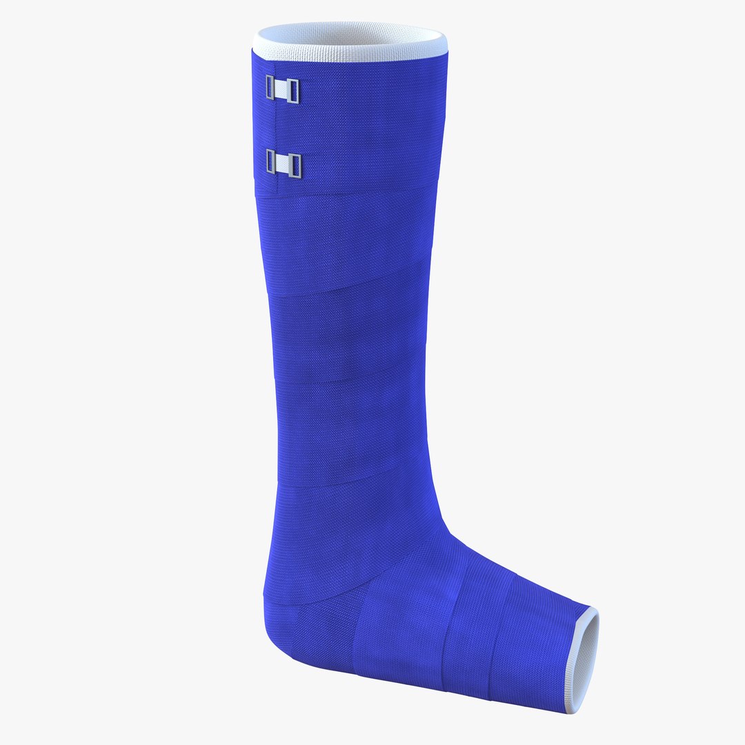 Blue Fiberglass Cast Leg 3D model preview