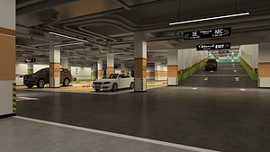 3D model parking interior cars