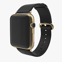 Apple Watch 42mm Classic Buckle Black Leather 3D Model