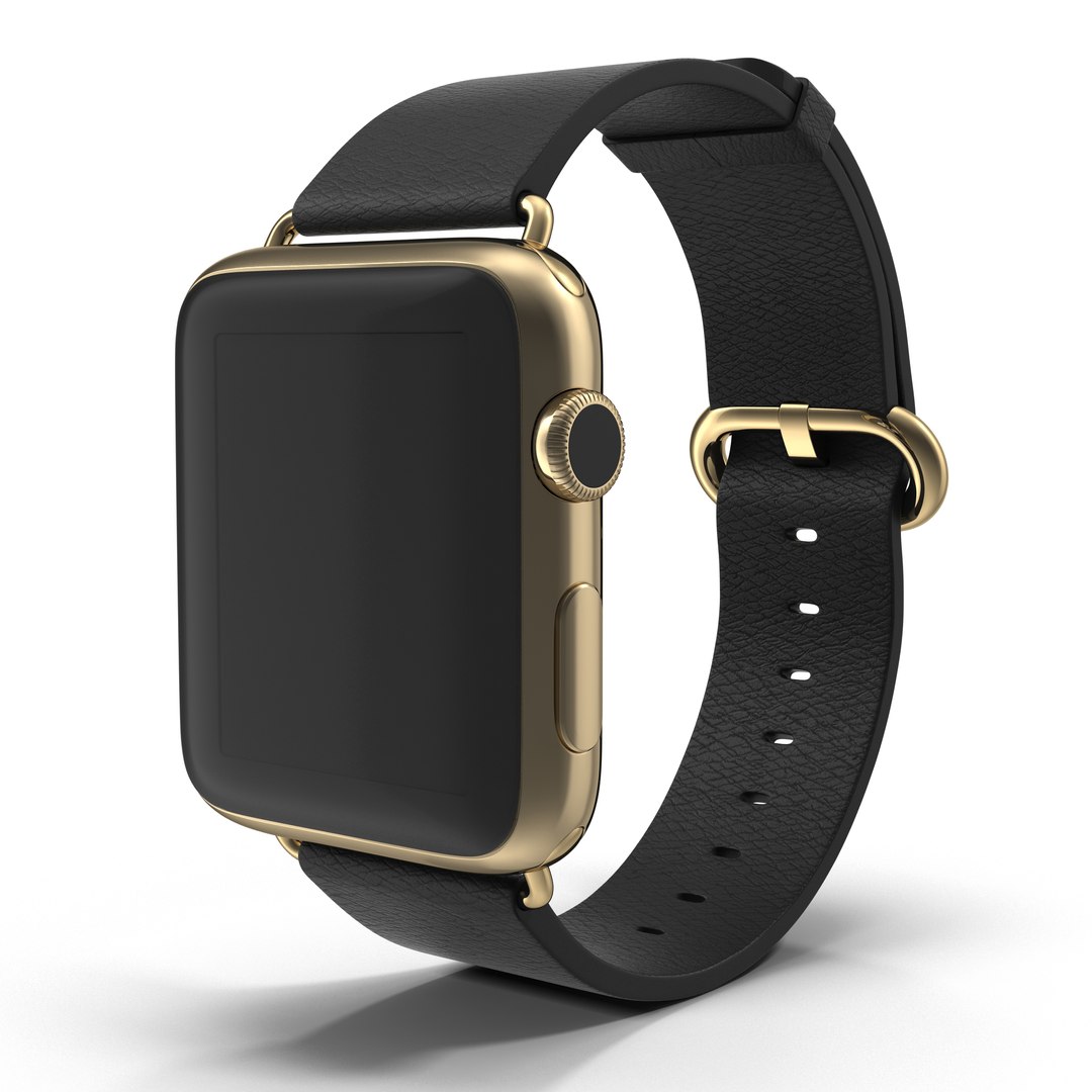 Apple Watch 42mm Classic Buckle Black Leather 3D Model 3D model preview