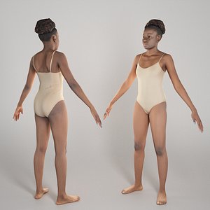 3D scanned young woman bodysuit model