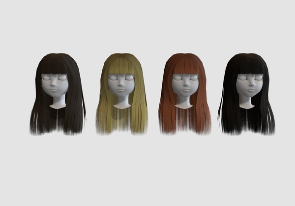 hairstyle in 4 colors 3D