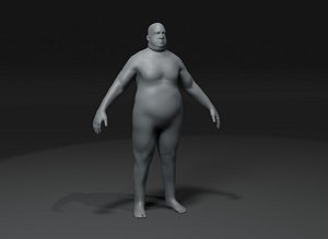 Male Body Fat Base Mesh Animated and Rigged 3D Model 20k Polygons